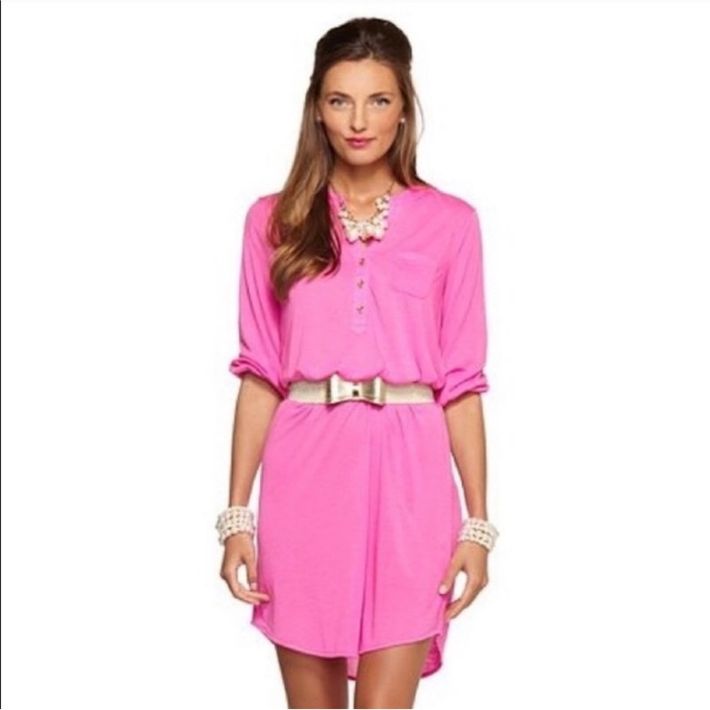 Lilly Pulitzer Pink Beckett Jersey Shirt Dress Size Small